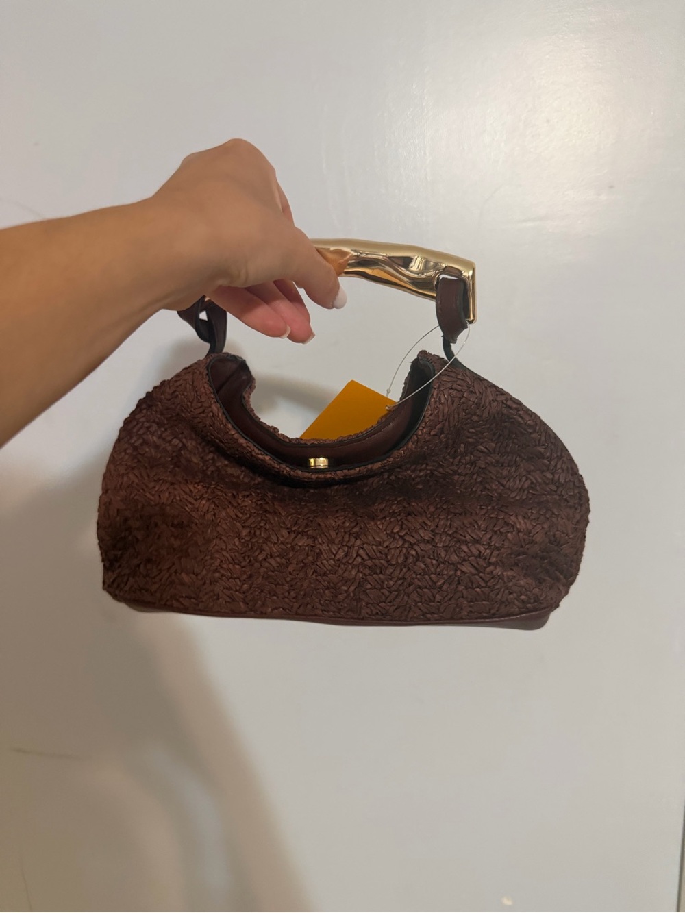 Viral H&M NWT Metal Handle Bag Shoulder Bag Straw Raffia Vacation - Picture 6 of 6